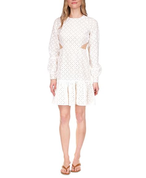 Michael Kors Women's Geo Eyelet Cutout Ruffled Dress 